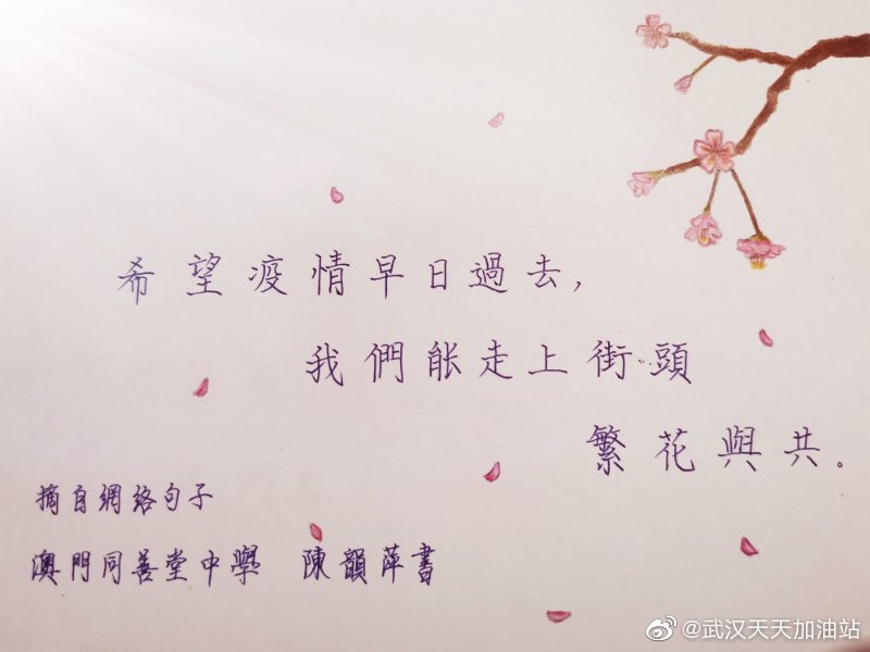 學生為武漢加油:高二甲 陳韻萍 希望疫情早日過去