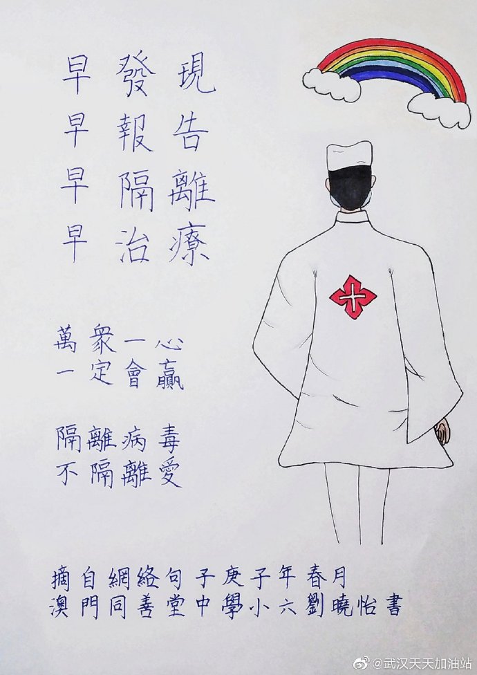 學生為武漢加油:小六乙 劉曉怡 萬眾一心一定會贏